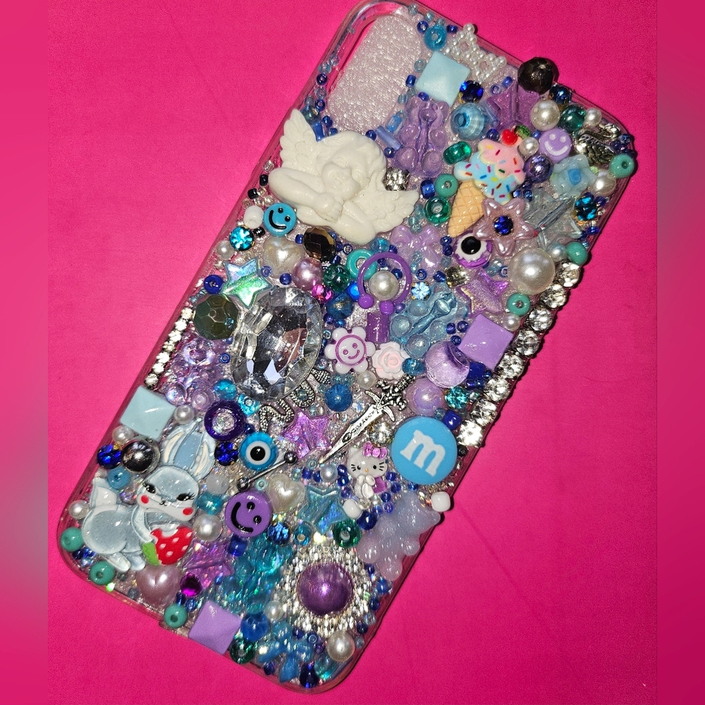 Decorative Phone Case with Multicolor Embellishments